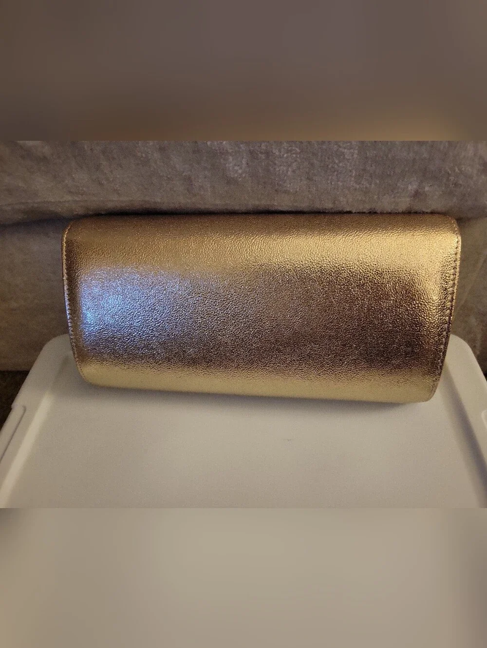Gold Metallic Evening Clutch Crossbody Purse with Removable Chain